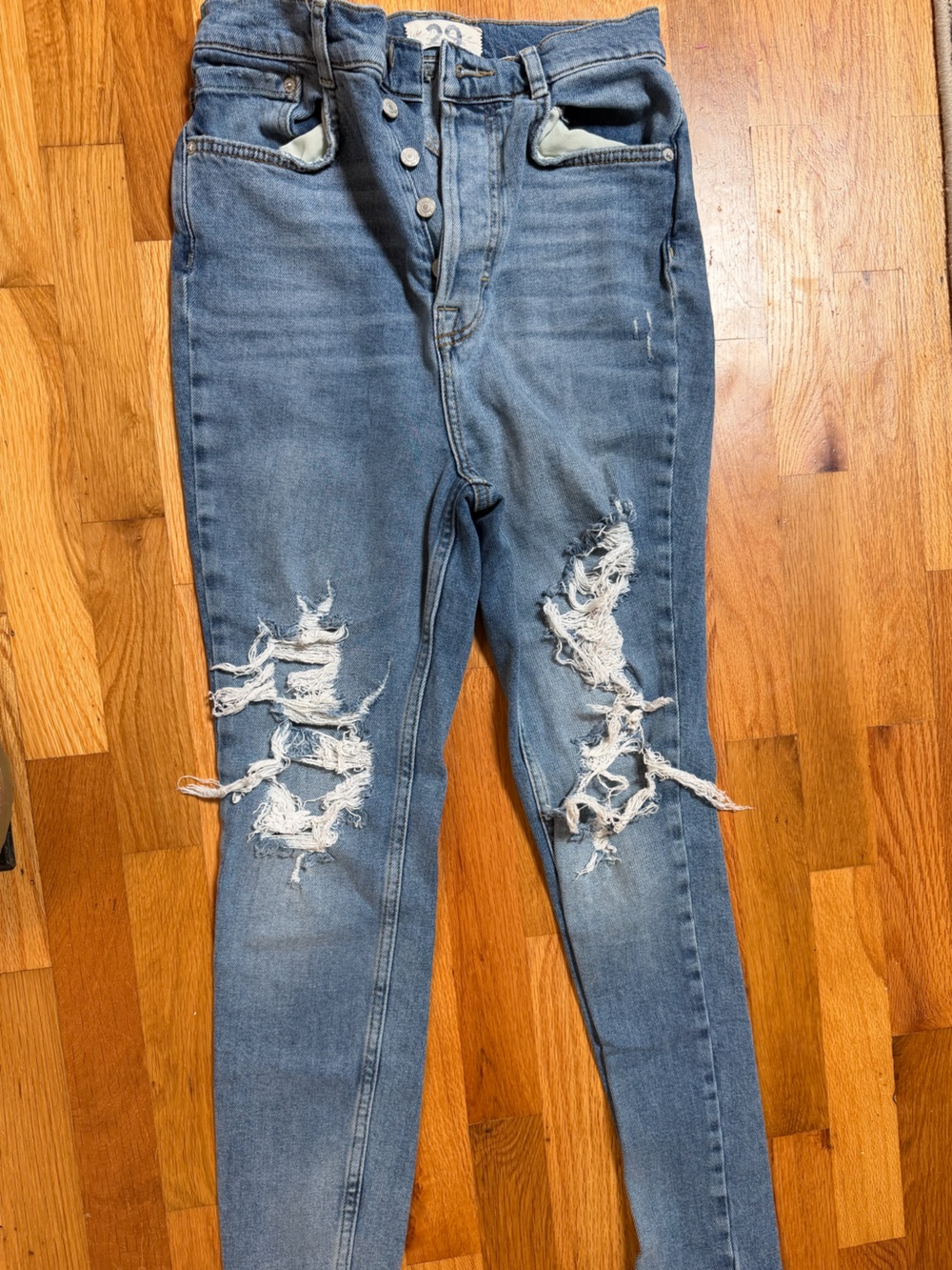 We The Free Light Blue Distressed Skinny Jeans